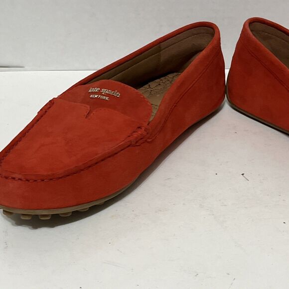 Kate Spade Leather Suede Deck Driver Loafers Womens 10 Coral Slip-On Shoes - Picture 3 of 10